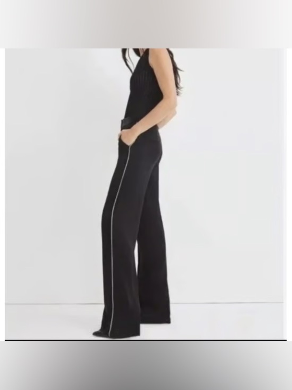 Jason Wu Black Wide-Leg Trousers with Silver Side Trim